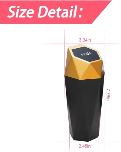 Miniatura 2 de Cubo de basura para automóvil con tapa, mini cubo de basura portátil para automóvil, pequeño diseño de diamante a prueba de fugas, contenedores