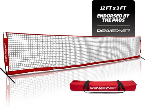 PowerNet Red de tenis de fútbol, portátil instantánea, interior y exterior, base plegable de metal pesada, postes verticales duraderos, instalación