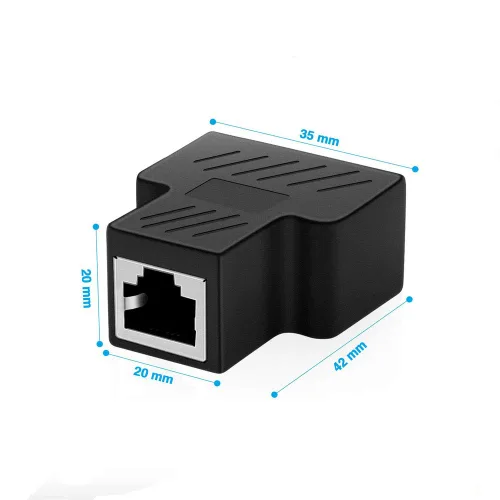 Miniatura 3 de Conector divisor RJ45, adaptador de red USB 1 a 2 hembra de doble LAN Ethernet compatible con Cat5, Cat5e, Cat6, Cat7