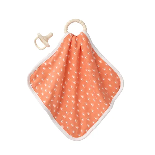 Dr. Brown's Lovey - Manta con anillo de mordedor y chupón HappyPaci de una pieza de silicona 100% de silicona, juego de manta de seguridad calmante