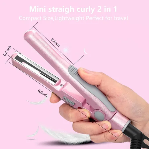 Miniatura 4 de DAN Technology, Plancha de pelo pequeña para cabello corto, mini plancha de pelo de 1/2 pulgada, plancha plana de viaje de doble voltaje, placas