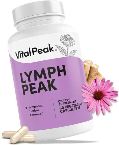 Lymph Peak - Suplementos de drenaje linfático - Soporte del sistema linfático - con raíz de bardana, extracto de equinácea, bromelina, extracto de