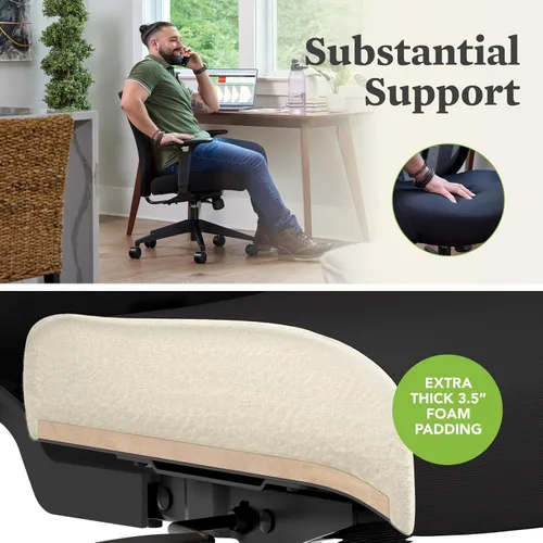 Miniatura 4 de HON Altern Silla de oficina ergonómica de tela, silla de escritorio con respaldo bajo con brazos ajustables, deslizamiento de asiento, inclinación