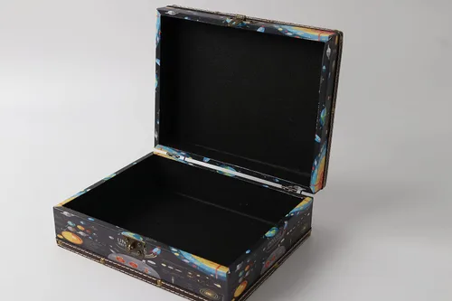 Miniatura 7 de WANLIAN Cofre de madera y cuero con tapa y cerradura - Caja decorativa de joyería y recuerdos para niños, adolescentes, para cumpleaños, bodas, día