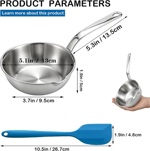Miniatura 2 de Mini sartén para huevos de 5.1 pulgadas, mini sartén para salsa, sartén para tortilla de acero inoxidable 304 para sartén de huevos, calentador