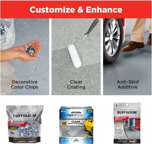 Miniatura 9 de Rust-Oleum 327081 EPOXYSHIELD - Kit de revestimiento de suelo de garaje, 1 coche, gris oscuro brillante