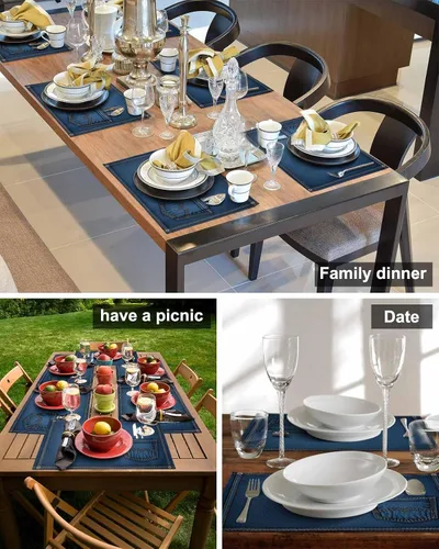 Miniatura 6 de Western Cowboy - Juego de 4 manteles individuales para mesa de comedor, tela de lino de algodón con bolsillo, arpillera cuadrada, rectangular