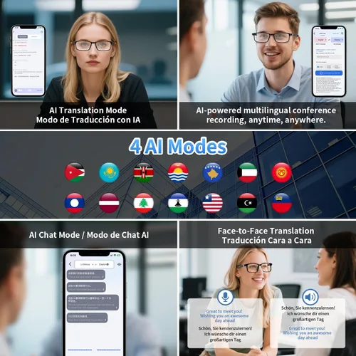 Miniatura 5 de Gafas de IA para hombres y mujeres impulsadas por ChatGPT, lentes inteligentes Bluetooth con traducción AI (más de 165 idiomas), cancelación