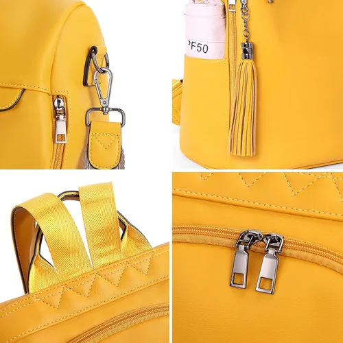 Miniatura 5 de Bromen - Mochila tipo bolso de mano de piel antirrobo para mujer a la moda