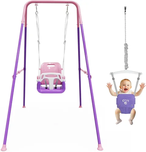 Miniatura 10 de Juego de columpios 2 en 1 para niños pequeños y jersey para bebé, jersey plegable para bebé con almohadón suave, uso plegable
