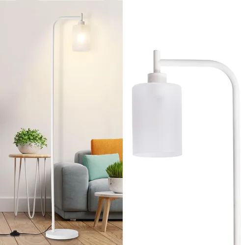 Miniatura 11 de DLLT Lámpara de pie alta para habitación: lámpara de pie negra con pantalla de vidrio transparente para sala de estar - Lámpara moderna brillante