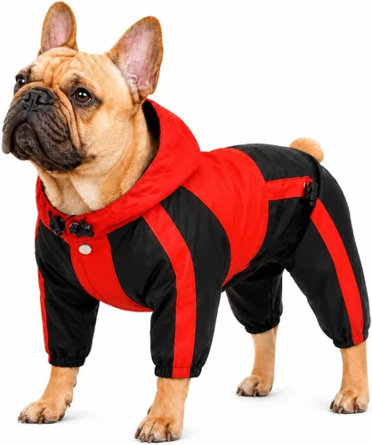 Ropa para mascotas, ropa para perro, ropa para lluvia, nieve, impermeables, cuatro patas, impermeable para perros pequeños, medianos, grandes, Rojo