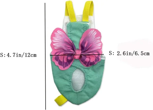 Miniatura 2 de Arnés de 2 piezas para pañales para pájaros con forro impermeable, ropa para pañales para pájaros con correa voladora, cuerda protectora para loros