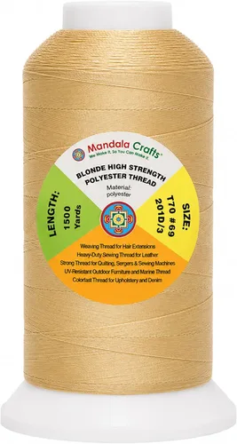 Miniatura 52 de Mandala Crafts Airforce Blue - Hilo resistente de 1500 yardas Tex 70 hilos de poliéster fuertes para coser cortinas, jeans, cuero, cabello