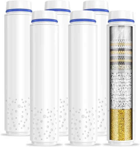 Miniatura 14 de Pweran Filtro de ducha para cabezal de ducha de mano, paquete de 2 filtros de repuesto de 18 etapas para agua dura, elimina cloro y sustancias Blanco