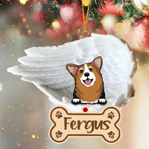 Miniatura 108 de Adorno de perro afgano de 1 ángel, adorno acrílico 2D personalizado conmemorativo para perros, regalo por pérdida de mascotas, regalo