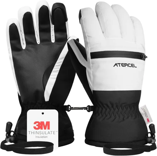 ATERCEL Guantes de esquí impermeables, guantes Thinsulate cálidos 3M, pantalla táctil, ideales para hombres y mujeres en esquí, snowboard, motos de