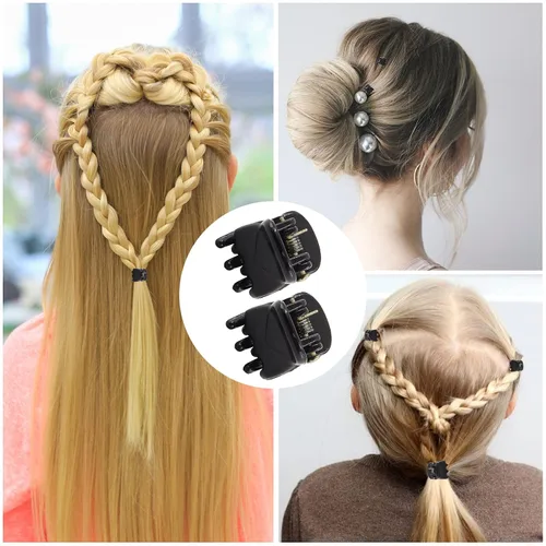 Miniatura 6 de BokWin 24 pinzas para el cabello de 0.394 in, pinzas de plástico para el cabello, pinzas de pelo negro brillante para niñas, mujeres y niños