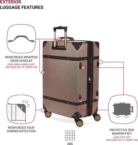 Miniatura 5 de SwissGear 7739 - Maletero, equipaje giratorio rígido, Rosa (Blush), 7739 Maletero rígido con ruedas giratorias