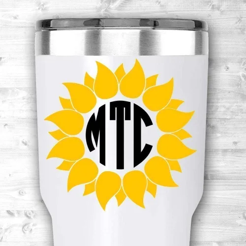 Miniatura 2 de Vinyl Decal - Sunflower Monogram Decal Gifts for Women - to go on Yeti Tumblers RTIC Ozark Trail Laptops MacBooks Car Windows etc