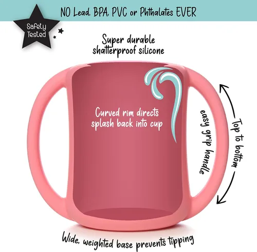 Miniatura 2 de PrimaStella Taza de entrenamiento de silicona para bebés y niños pequeños con asas (coral)