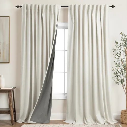 Miniatura 96 de KOUFALL - Cortinas de medio estilo francés de lino para ventana, juego de 2 cortinas cortas de 40 pulgadas de longitud, para privacidad, cortinas