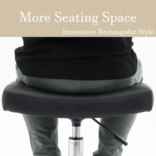 Miniatura 3 de Taburete con ruedas ajustable con asiento extra ancho, ruedas de goma bloqueables y reposapiés, silla giratoria para cocina, laboratorio, oficina