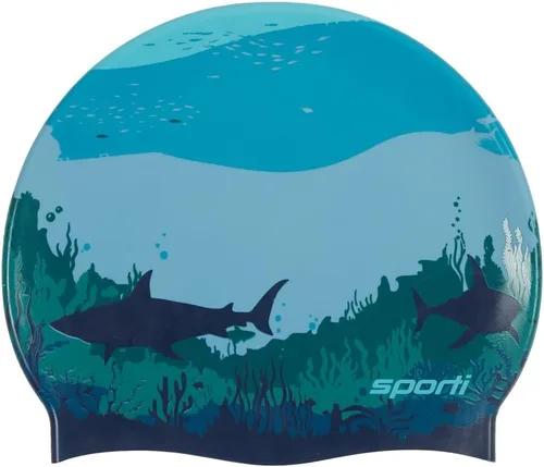 Miniatura 42 de Sporti Gorra de natación de silicona con diseño gráfico con altura de 7.6 pulgadas, apertura de 7.5 pulgadas, gorra de natación antideslizante