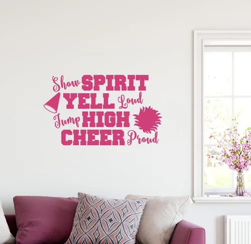 Miniatura 9 de 38"x24" Show Espíritu Yell Loud Jump alta Cheer orgullosos pompones animadora del megáfono calcomanía decorativo para pared arte mural decoración