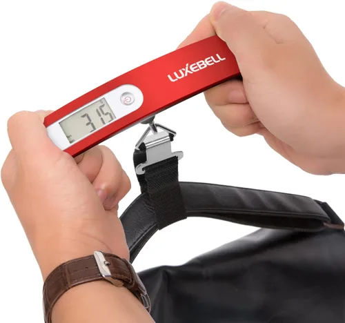 Miniatura 9 de Báscula digital de equipaje de regalo para maleta de viajero, báscula de peso de mano de 110 libras (rojo)
