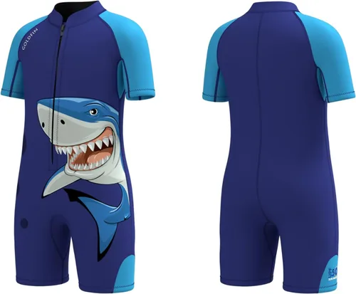 Miniatura 6 de Goldfin - Traje de neopreno para niños, 2 mm y 3 mm, con cremallera frontal, para niños pequeños, mantiene el calor para deportes acuáticos, surf