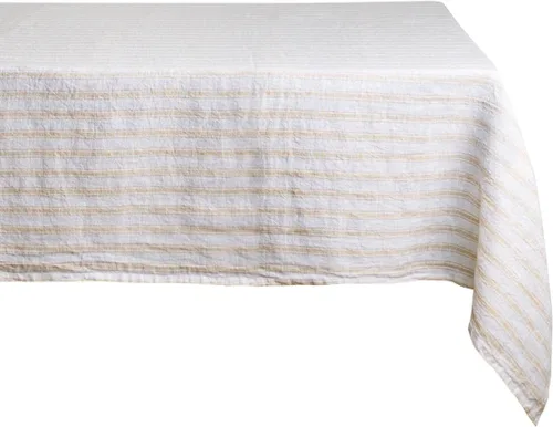 Miniatura 8 de Mantel color beige, mantel a rayas beige 100% lino para mesas rectangulares (98 x 63), mantel lavable estilo granja para comedor, cocina, fiestas