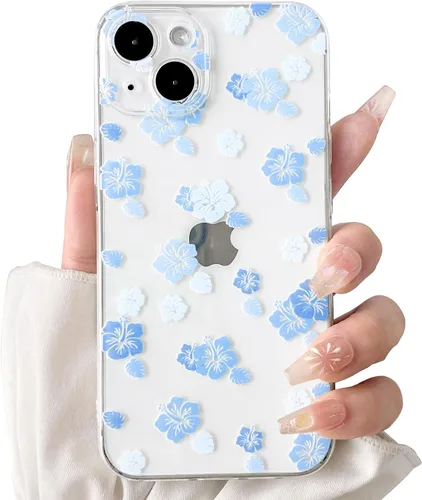 Miniatura 22 de Lovmooful Funda compatible con iPhone 14, bonito diseño transparente de flores de hibisco con estampado floral para niñas y mujeres, TPU suave a