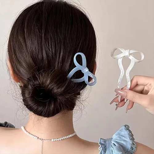 Miniatura 3 de Paquete de 5 horquillas de pelo francés, 4.1 pulgadas de acetato para mujer, horquilla de lazo, horquilla francesa en forma de U, horquillas