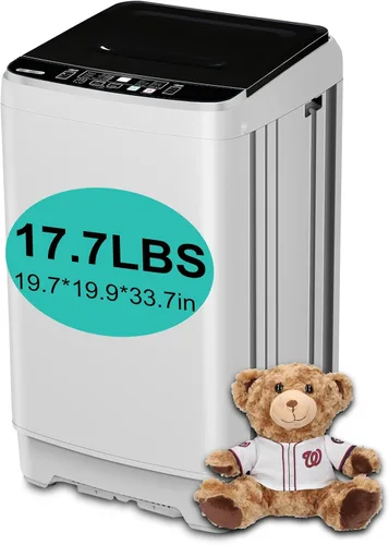 Miniatura 9 de Lavadora completamente automática de 17.7 libras, pequeña, compacta, portátil, programa de 10 lavados y 8 niveles de agua, lavadora compacta
