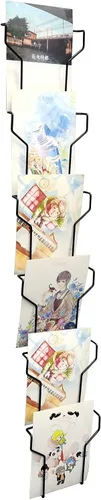 FixtureDisplays® Soporte de pared 5X7 pulgadas Bolsillo Vertical Retrato Ancho Tarjeta de Felicitación Postal Pantalla Alambre Rack Negro 11716-NF