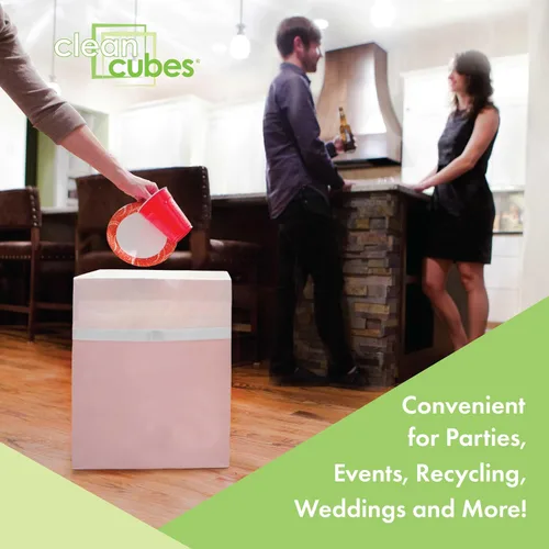 Miniatura 2 de Clean Cubes Botes de basura emergentes desechables de 13 galones (paquete de 6) con bolsas ajustadas – Contenedores plegables de basura y reciclaje