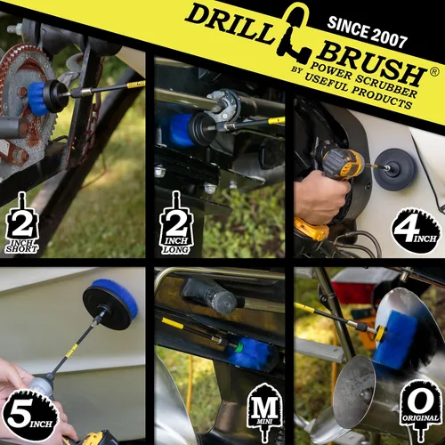 Miniatura 2 de Kit de limpieza de Drill Brush, cepillos con conector para taladro, ideal para limpieza de alfombras, baños, limpieza de lechadas y limpieza de Azul