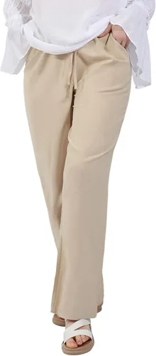 Miniatura 6 de utcoco Pantalones de algodón y lino con cordón de cintura alta para mujer, estilo casual, ajuste holgado, pierna ancha