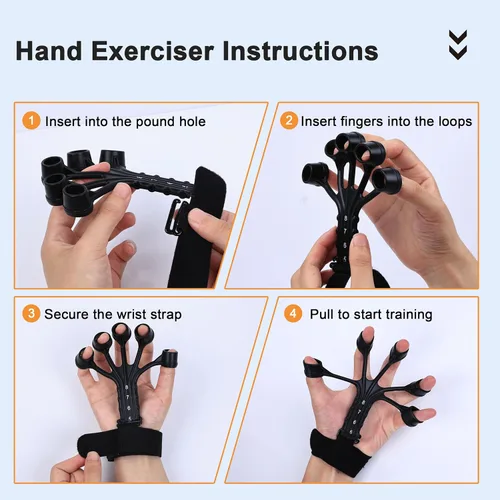 Miniatura 5 de 5PCS Grip Strength Trainer Kits, Hand Gripper Strengthener, Forearm Strengthener, Forearm Exerciser, Finger Exerciser, Wrist Strengthener, Stress