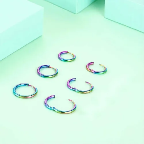 Miniatura 3 de Aretes de aro de acero inoxidable quirúrgico de 0.315in0.394in0.472in para mujeres y hombres, Acero inoxidable