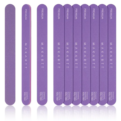 Miniatura 13 de Makartt Lima de uñas, tablas de esmeril de grano 100/180 para uñas, kit profesional de limas de doble cara lavables para lima de uñas media y suave