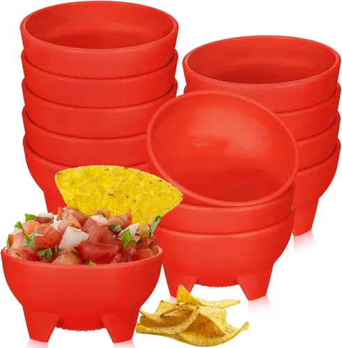 Miniatura 8 de Maxcheck 12 piezas de cuencos de salsa para fiesta de 4.5" de diámetro, cuencos de salsa mexicanos de plástico para guacamole, lindos chips y plato