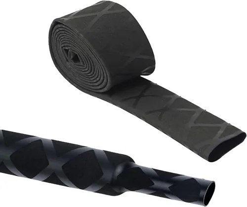 Tubo termorretráctil, funda de tubo de envoltura térmica para cañas de pescar, mango de agarre con antideslizante y aislante, color negro (diámetro