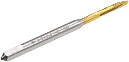 Miniatura 3 de uxcell Tapón de rosca de punta en espiral M2 x 0.4 rosca, roscas de tierra H2 3 flautas, acero de alta velocidad HSS 6542, recubierto de titanio