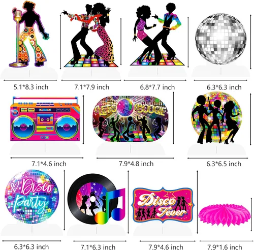 Miniatura 2 de Centros de mesa de fiesta de discoteca de los años 70, decoración de fiesta de fiesta de fiesta de fiesta de reina bailarina, suministros de fiesta