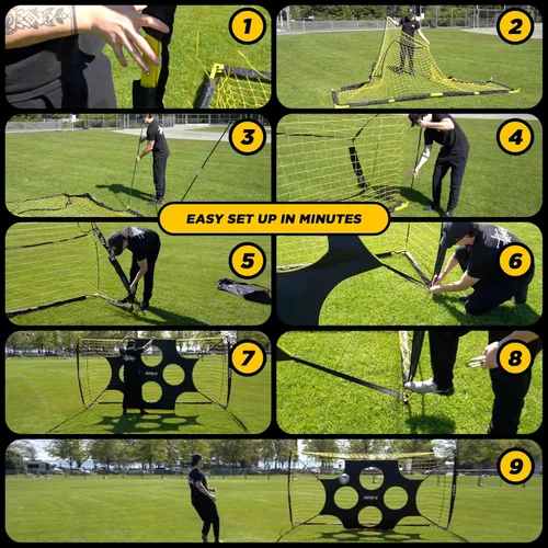 Miniatura 5 de Apex Sports - Portería de fútbol de 12x6 pies con objetivo de precisión – Red de fútbol portátil con objetivo de 10 agujeros extraíble, diseño