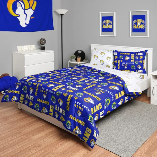 Miniatura 30 de FOCO Juego de ropa de cama unisex para adultos con logotipo del equipo de la NFL, sábanas y fundas de almohada, juego de ropa de cama de 5 piezas