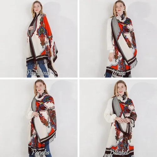 Miniatura 214 de DANA XU Manta de pashmina extragrande 100% de lana merina, bufanda de viaje, bufanda de cachemira para mujer, otoño e invierno, chal de gran