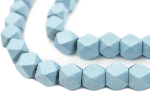 Miniatura 40 de TheBeadChest - Cuentas de madera de cubo sin esquinas azul azul: cuentas orgánicas naturales de corte de diamante de 0.787 in para la fabricación